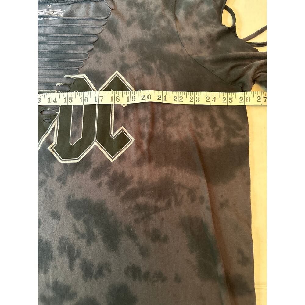 Torrid AC/DC Graphic Top Women 3X Black Tie Dye Cold Shoulder Grunge SoftAlt - Picture 5 of 6